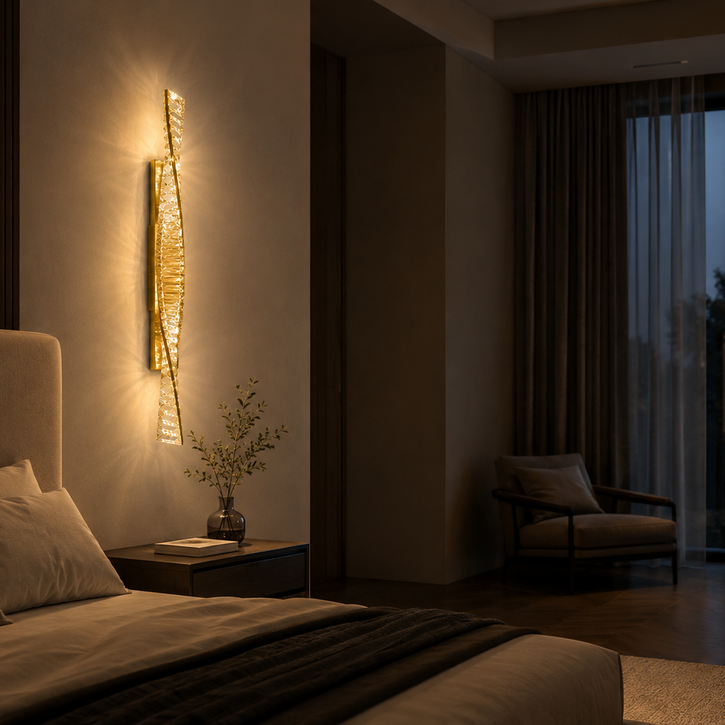 Crystal LED Wall Light, Modern Dimmable Wall Sconce for Bedroom & Living Room | Elvaris