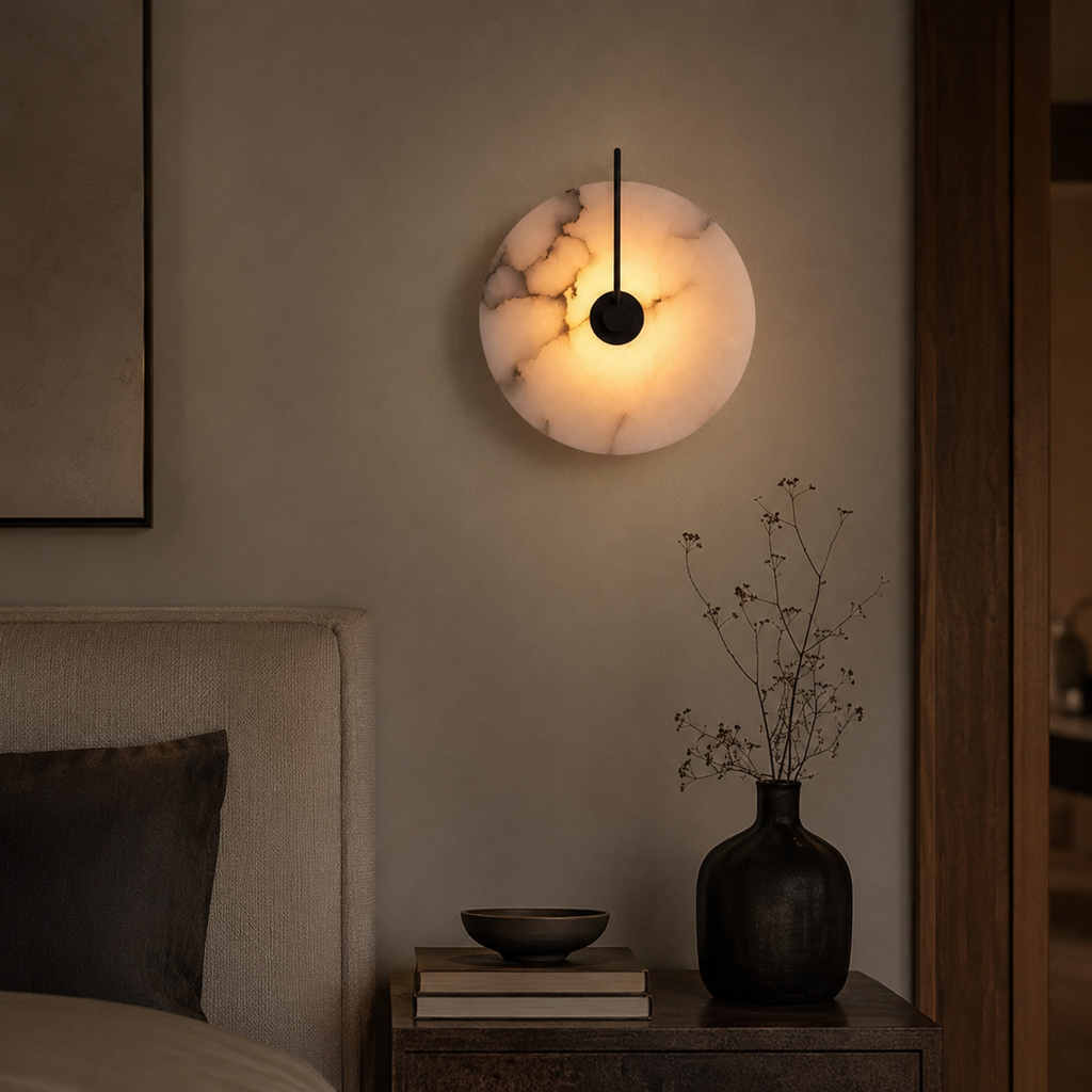 Nordic Natural Alabaster Marble Wall Light Modern Design | Albrin