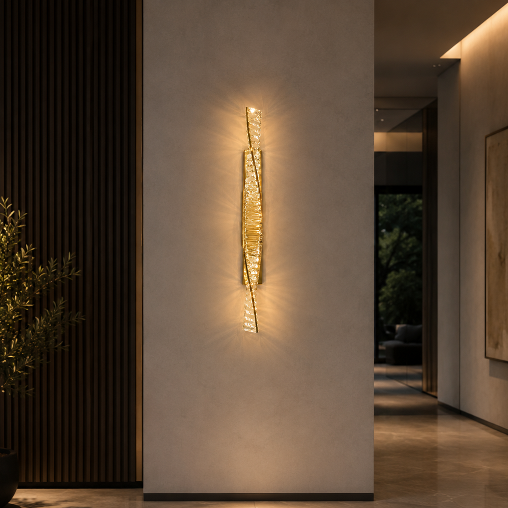Crystal LED Wall Light, Modern Dimmable Wall Sconce for Bedroom & Living Room | Elvaris