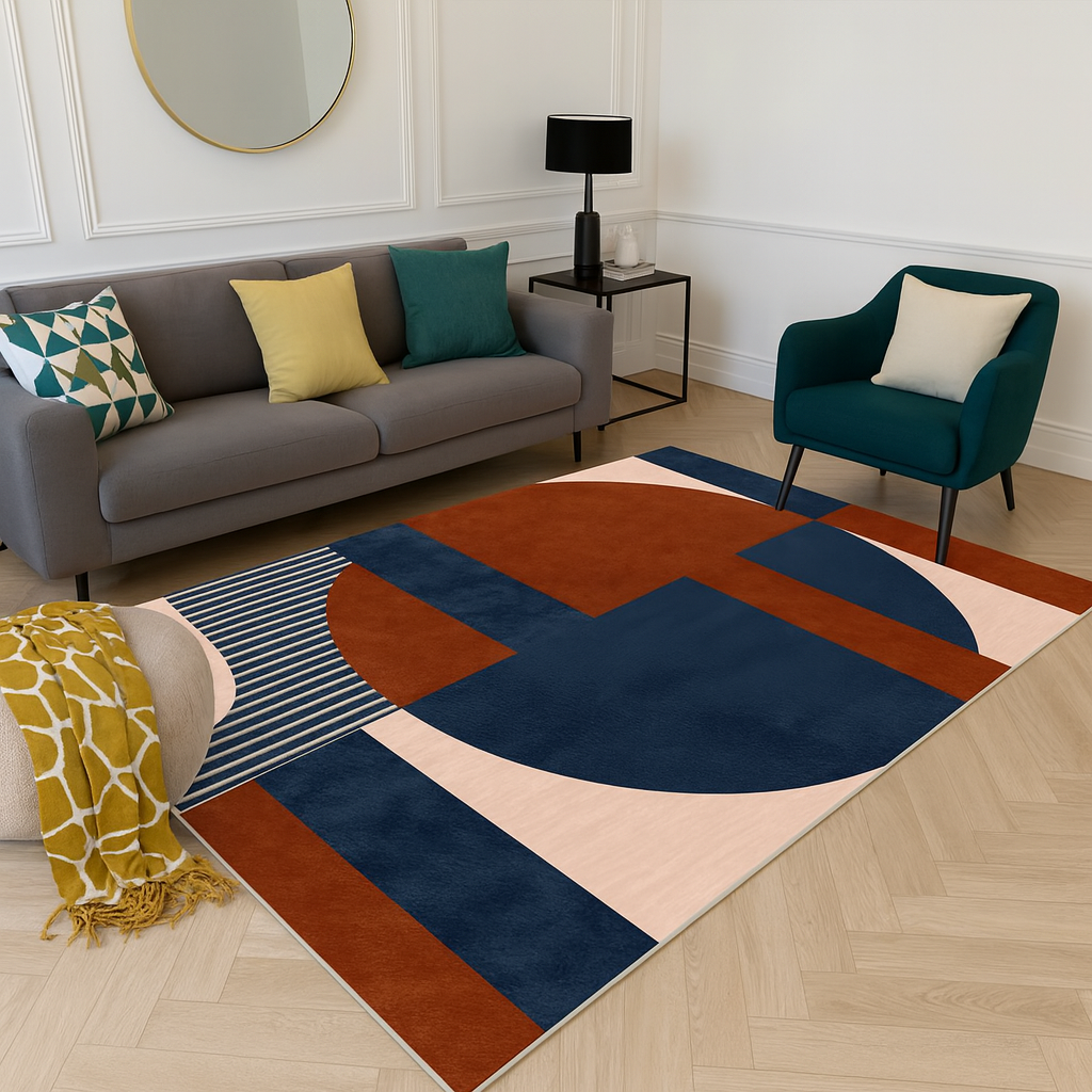 Abstract Geometric Area Rug for Modern Living Room | Velmara