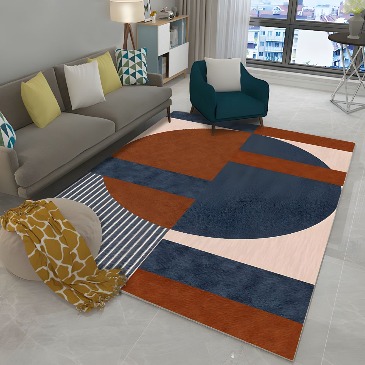 Abstract Geometric Area Rug for Modern Living Room | Velmara