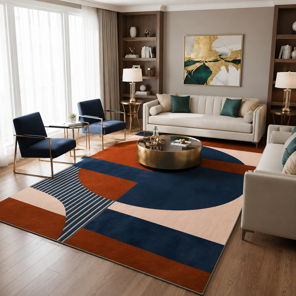Abstract Geometric Area Rug for Modern Living Room | Velmara