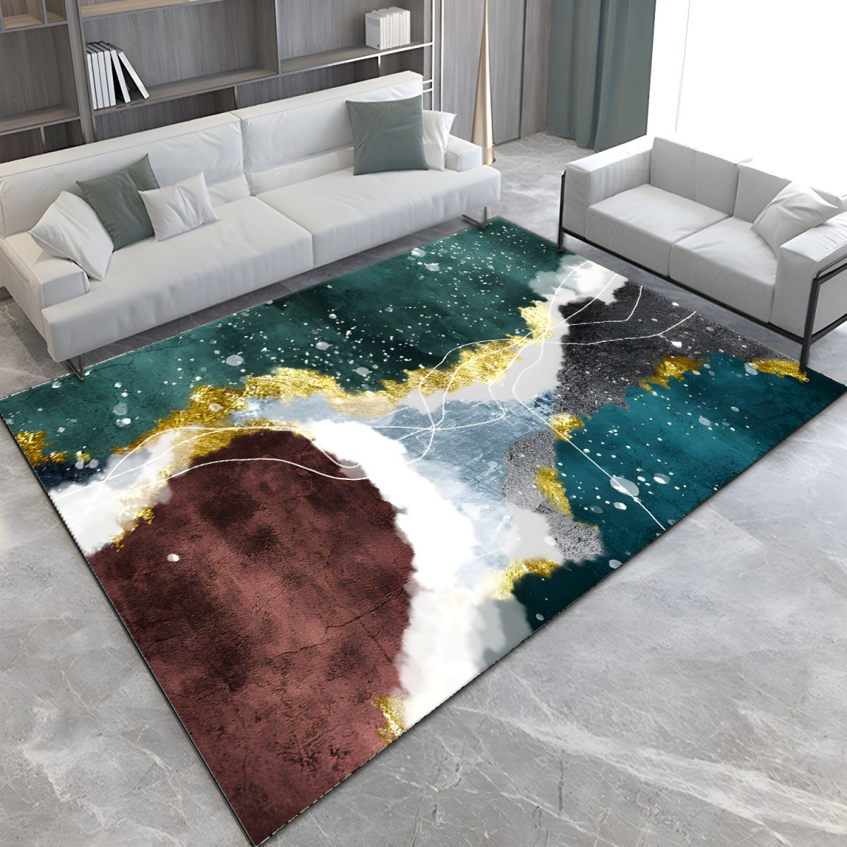 Abstract Pattern Polyester Rug Anti Slip Machine Made | Salvora