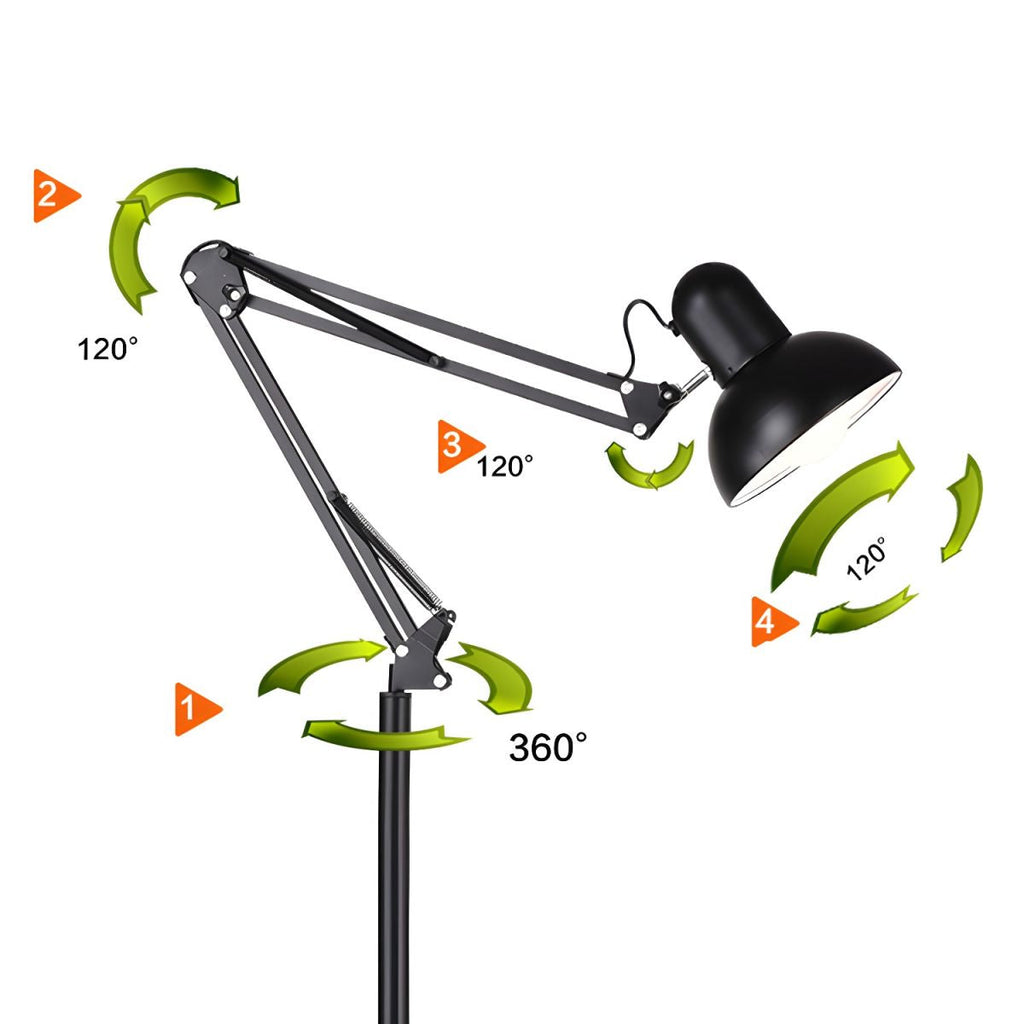 Adjustable Swing Arm Metal Floor Lamp Task Lighting | Cadrien