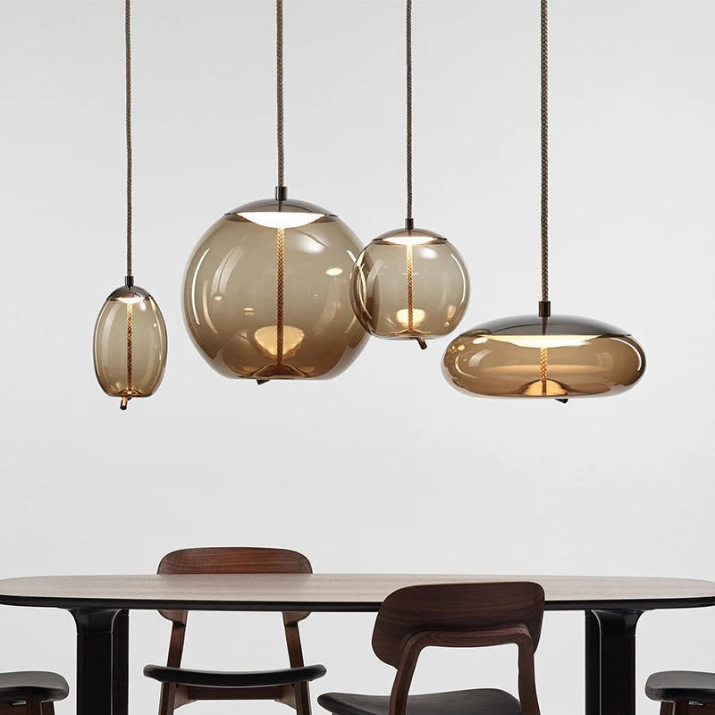 Amber Glass Pendant Light for Dining Room Modern | Valora