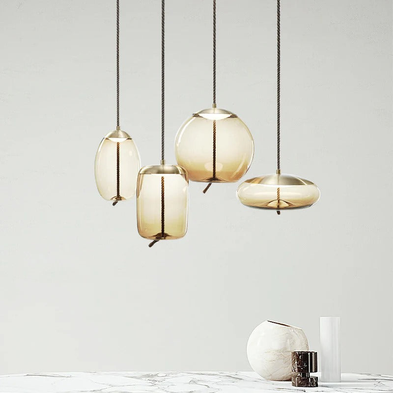 Amber Glass Pendant Light for Dining Room Modern | Valora