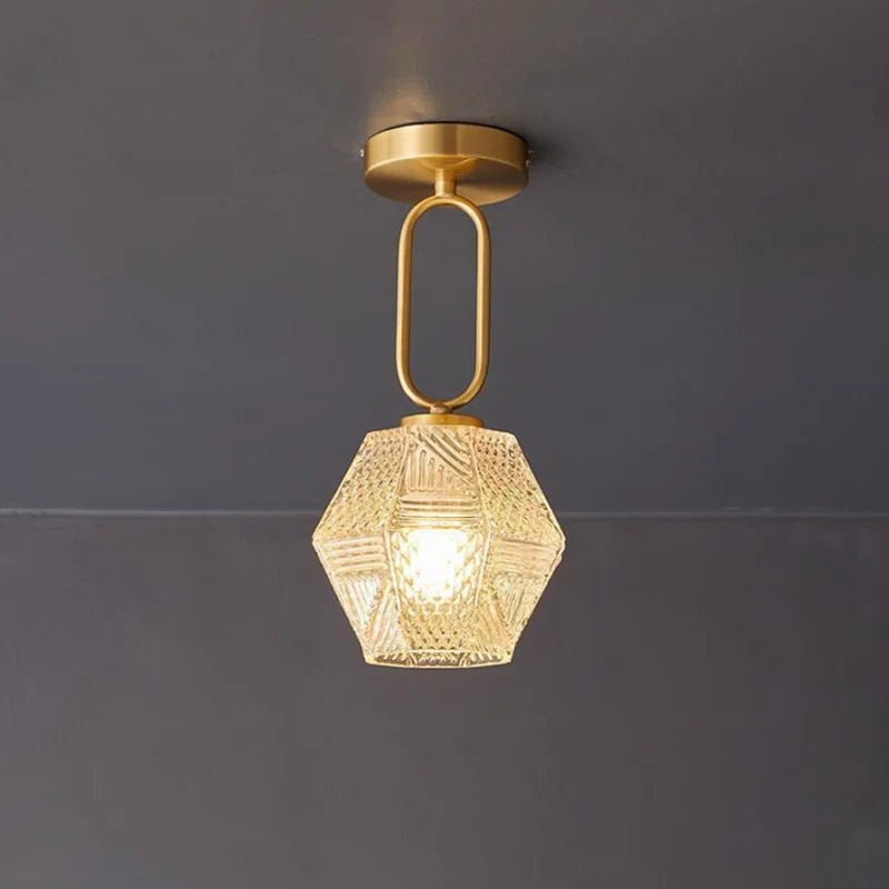 Art Deco Brass Glass Ceiling Light Fixture | Norvaxi
