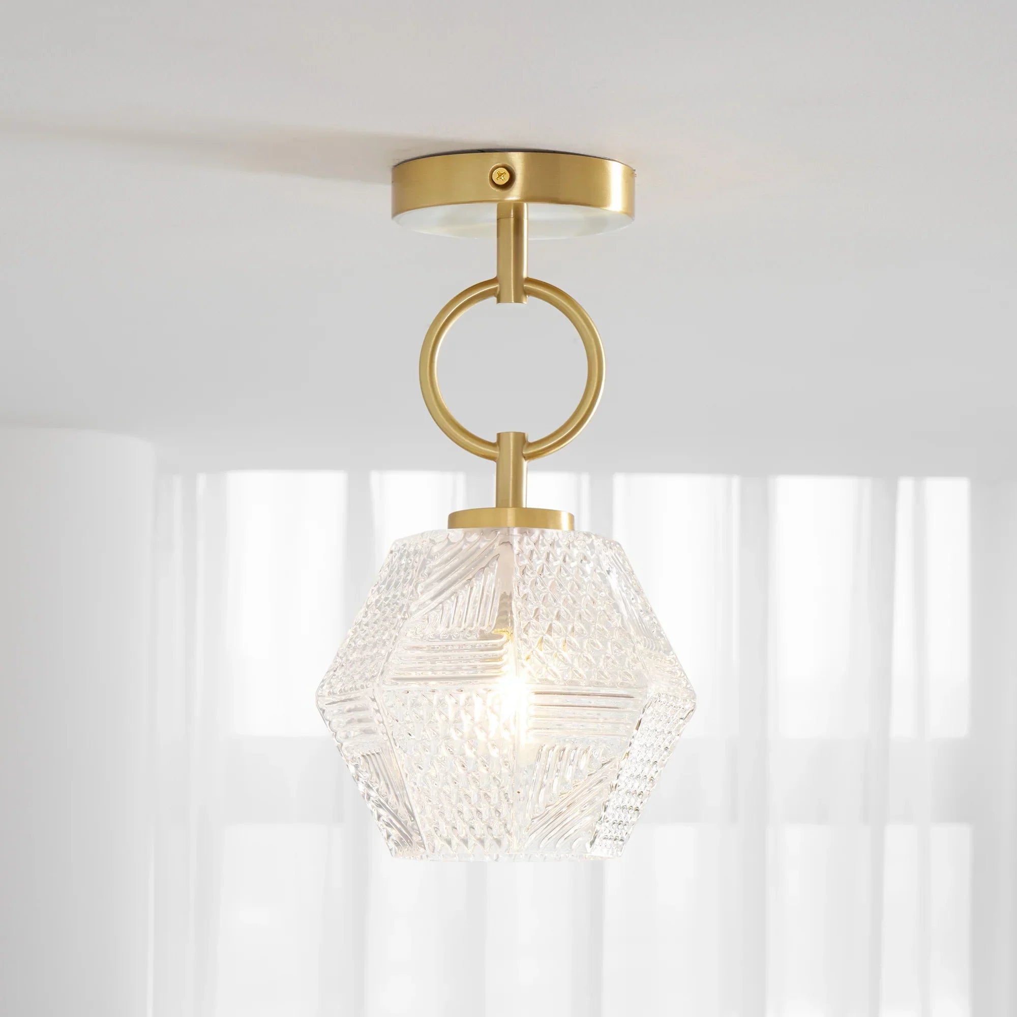 Art Deco Brass Glass Ceiling Light Fixture | Norvaxi