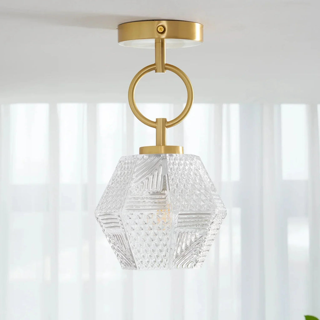 Art Deco Brass Glass Ceiling Light Fixture | Norvaxi