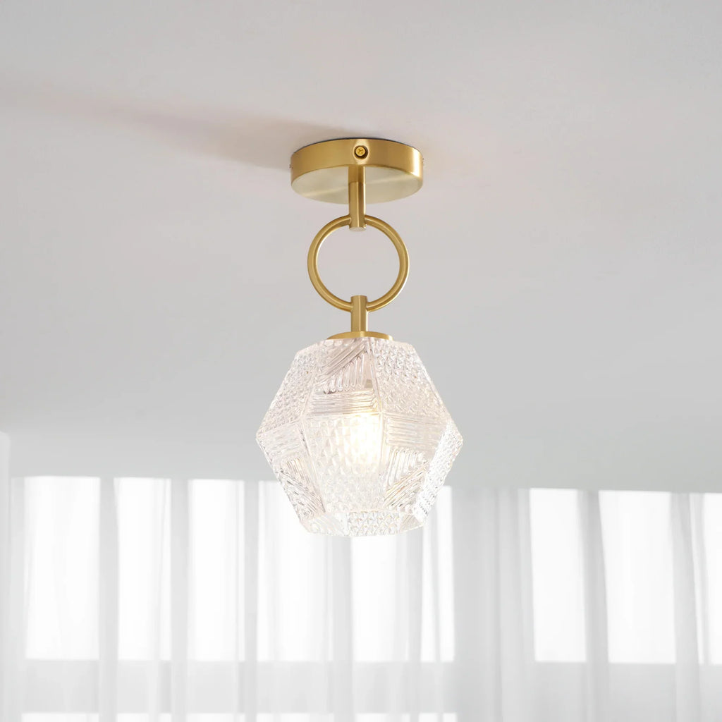 Art Deco Brass Glass Ceiling Light Fixture | Norvaxi