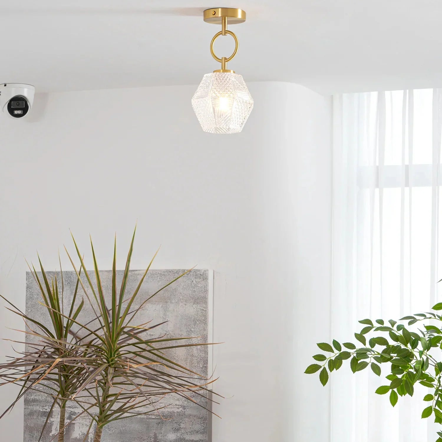 Art Deco Brass Glass Ceiling Light Fixture | Norvaxi