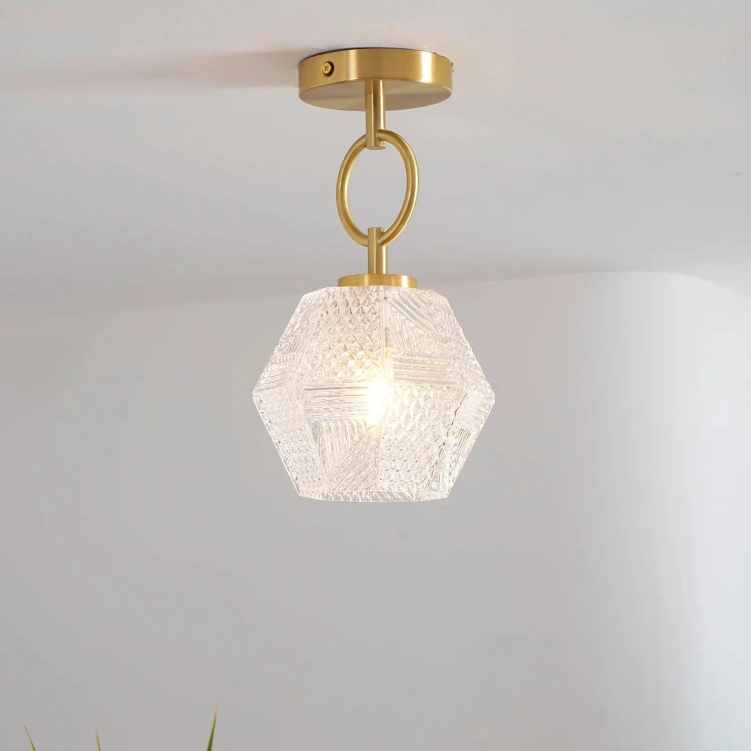 Art Deco Brass Glass Ceiling Light Fixture | Norvaxi