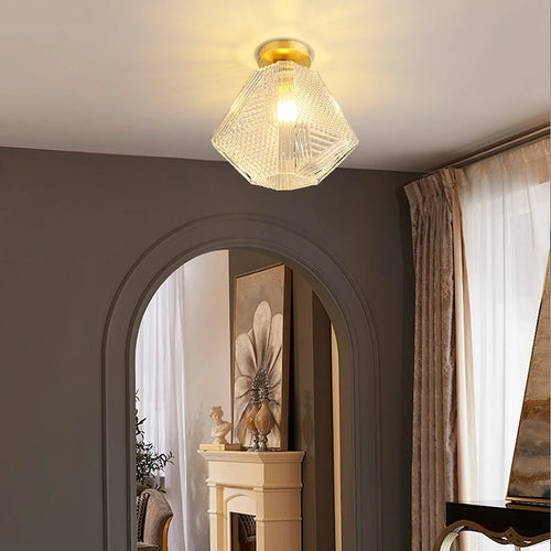 Art Deco Brass Glass Ceiling Light Fixture | Norvaxi