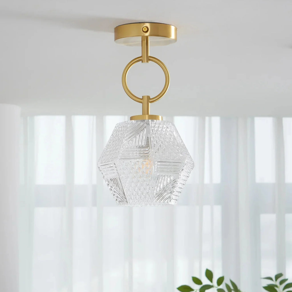 Art Deco Brass Glass Ceiling Light Fixture | Norvaxi