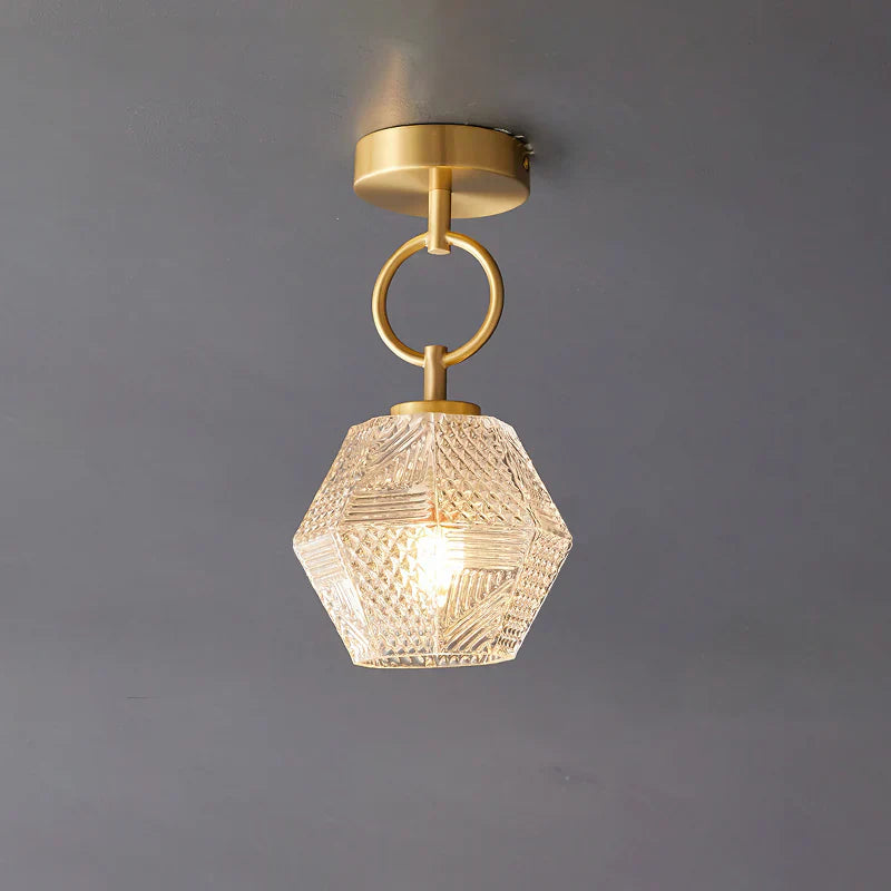 Art Deco Brass Glass Ceiling Light Fixture | Norvaxi