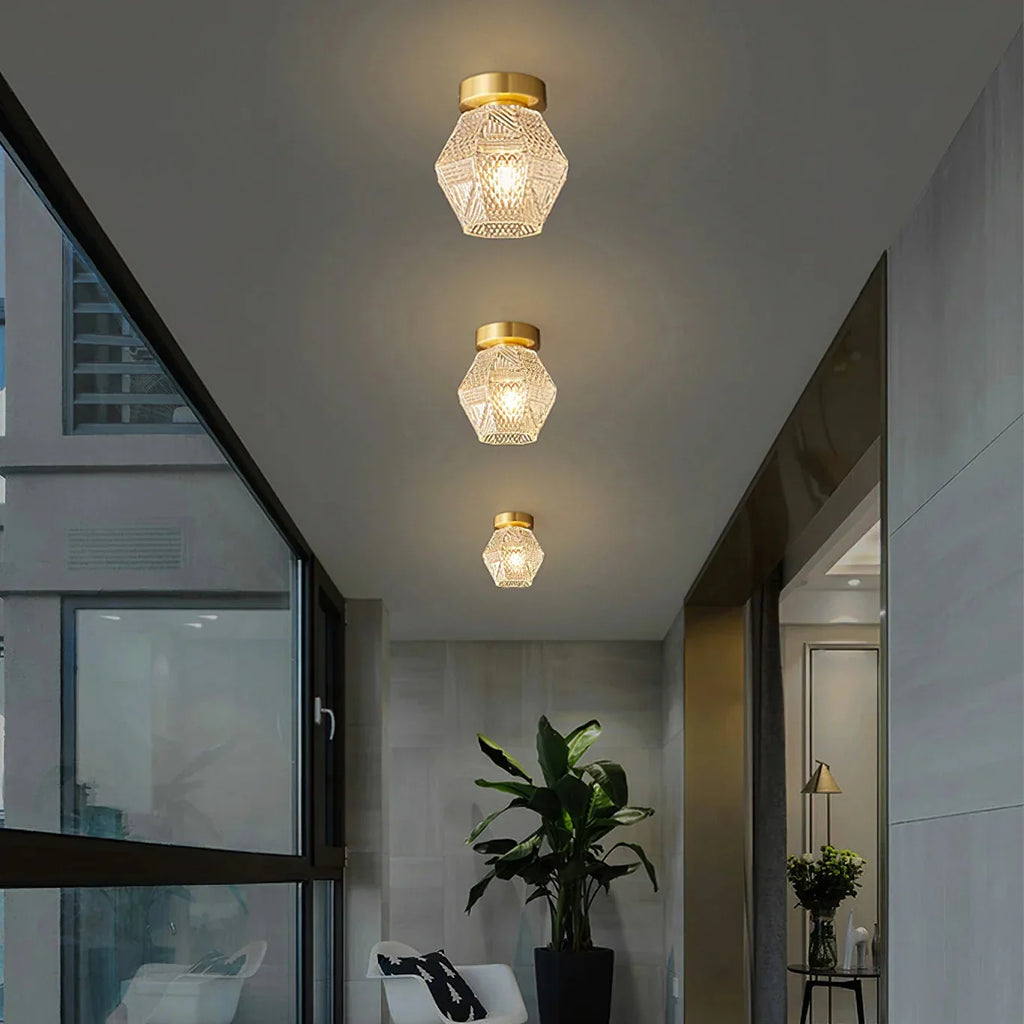 Art Deco Brass Glass Ceiling Light Fixture | Norvaxi
