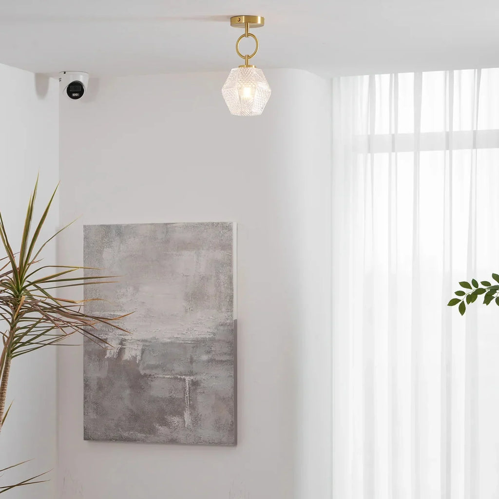 Art Deco Brass Glass Ceiling Light Fixture | Norvaxi