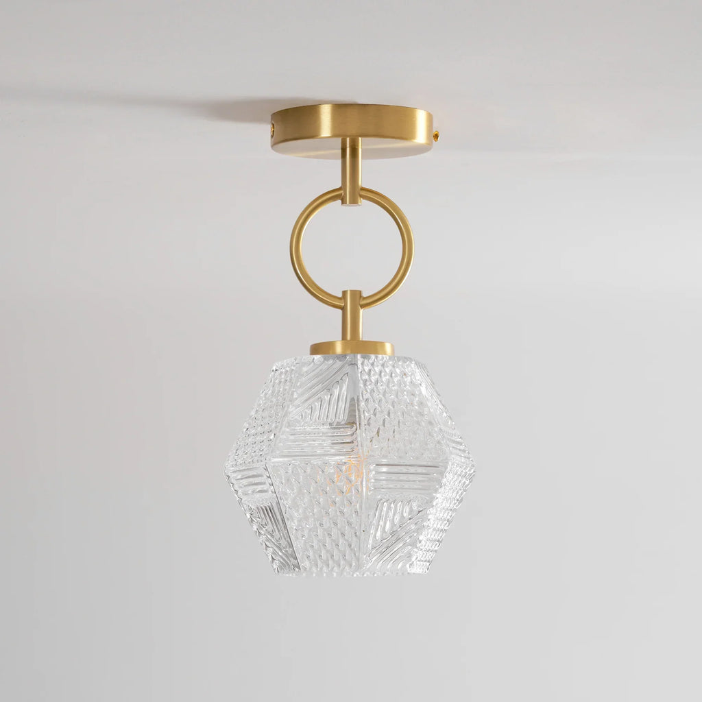 Art Deco Brass Glass Ceiling Light Fixture | Norvaxi