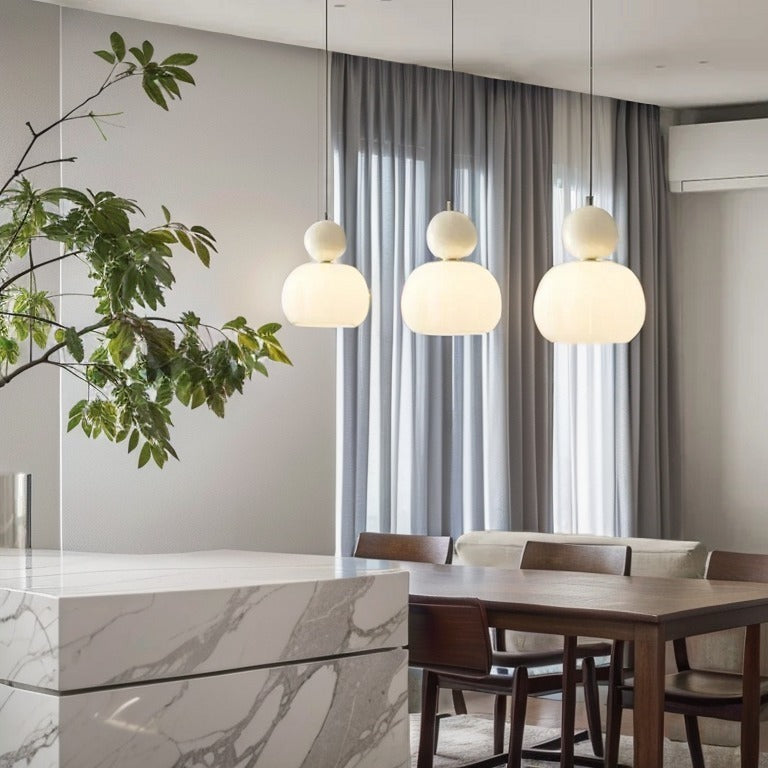 Art Deco Glass Pendant Light with Metal Frame | Evienne