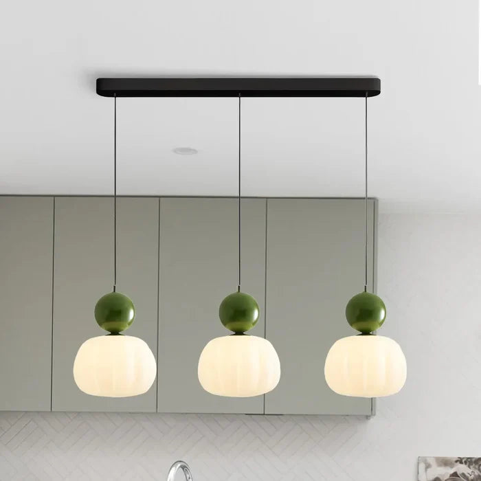Art Deco Glass Pendant Light with Metal Frame | Evienne