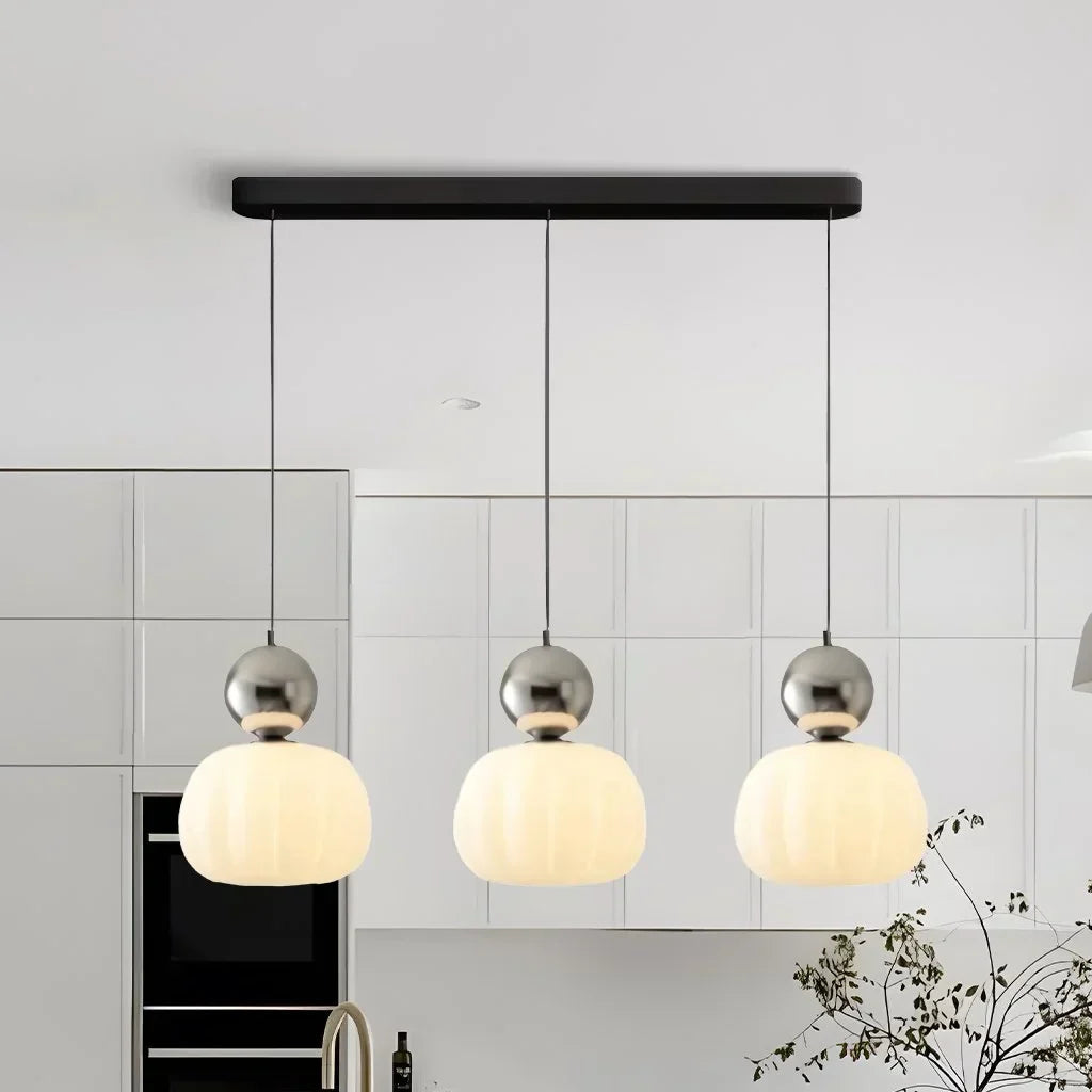 Art Deco Glass Pendant Light with Metal Frame | Evienne