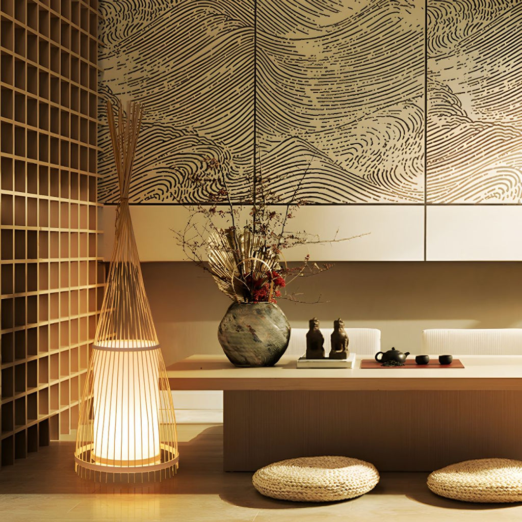 Bamboo Shade Standing Lamp for Indoor Ambient Lighting | Dovren