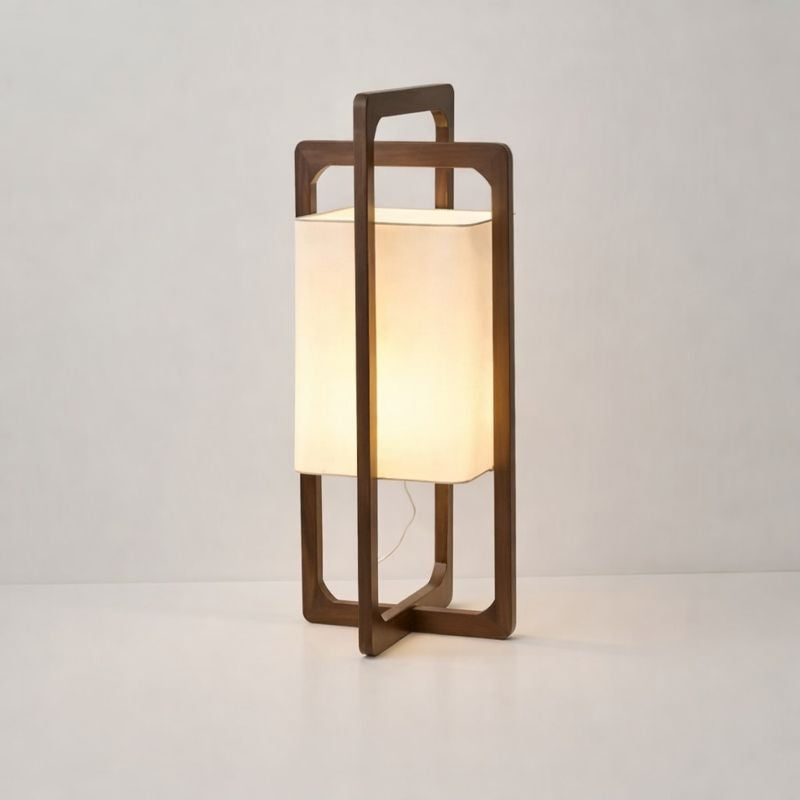 Bamboo Wood Floor Lamp with Fabric Shade Japan Style | Lumoriq