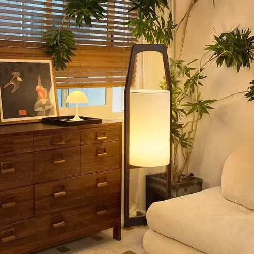 Bamboo Wood Floor Lamp with Fabric Shade Japan Style | Lumoriq