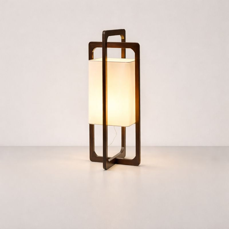 Bamboo Wood Floor Lamp with Fabric Shade Japan Style | Lumoriq