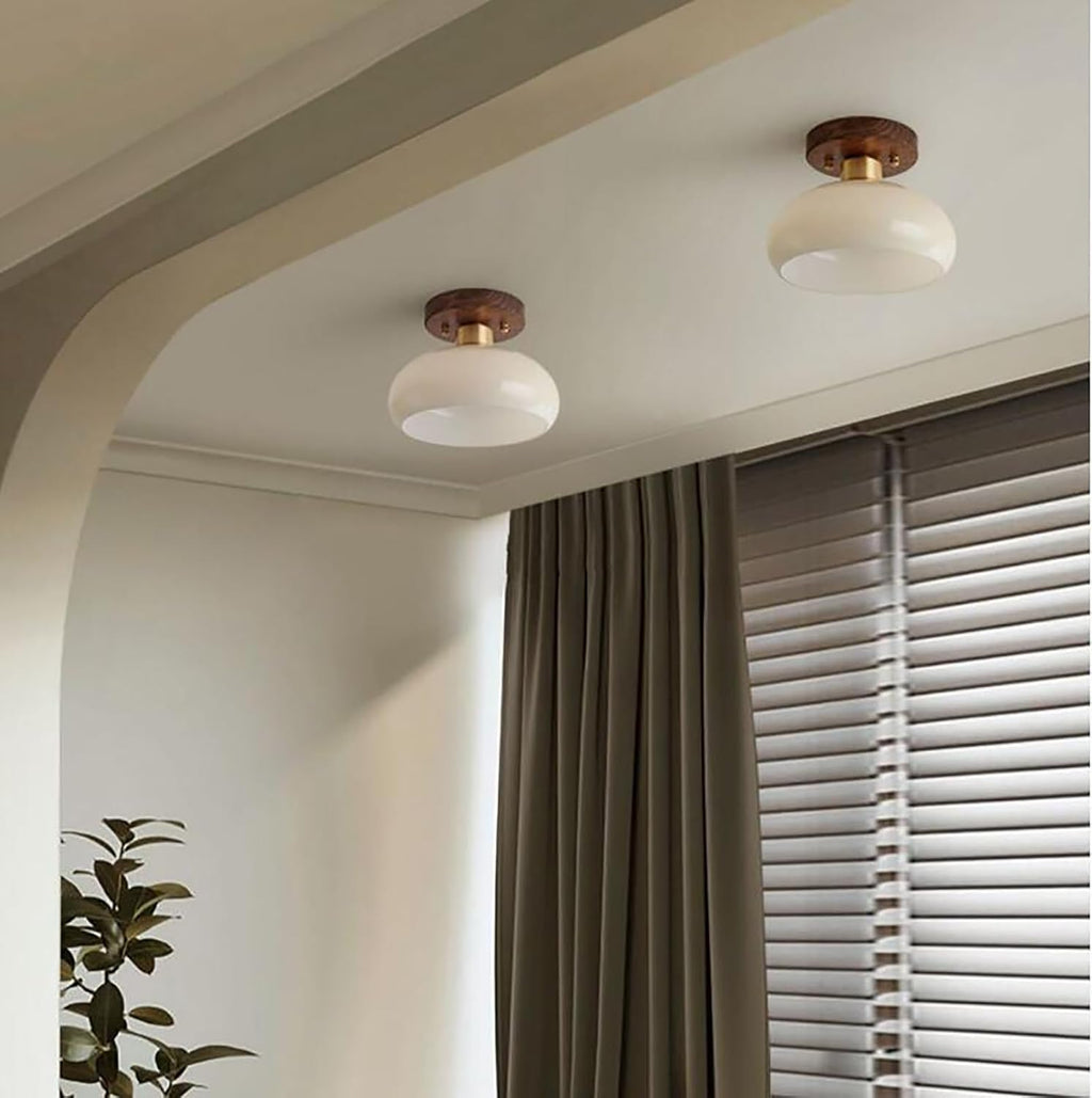 Bauhaus Cream Flush Ceiling Light | Modern LED Fixture