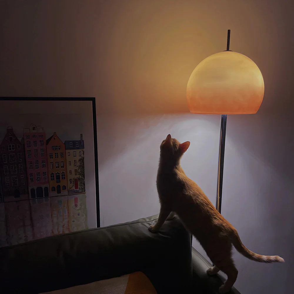 Bauhaus Style Glass Shade Floor Lamp for Living Spaces | Delrixo