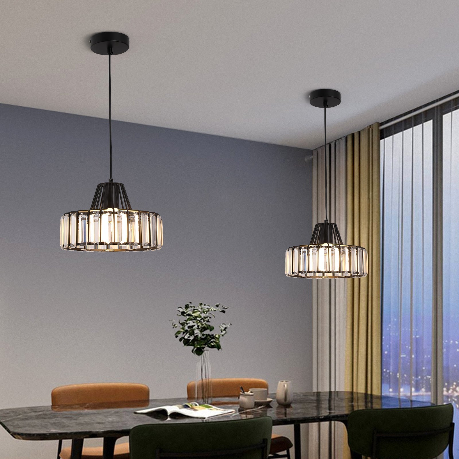 Black Crystal Nordic Style Pendant Light | Urelix