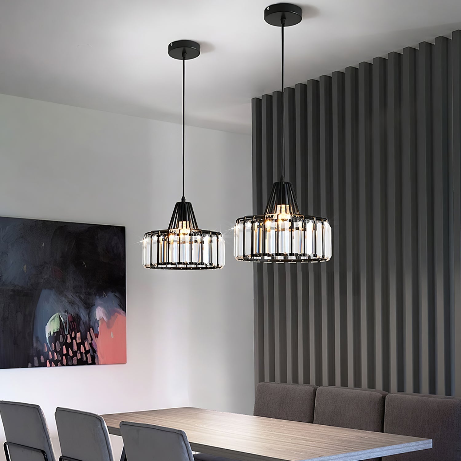 Black Crystal Nordic Style Pendant Light | Urelix