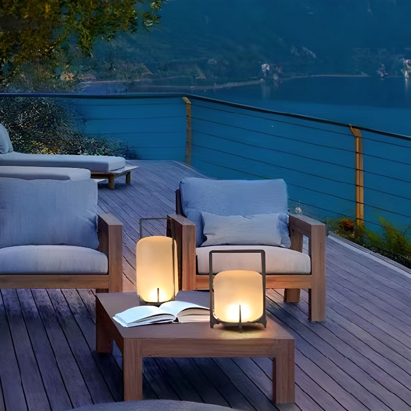 Black Metal Round Outdoor Table Lamp with Warm LED | Wernico