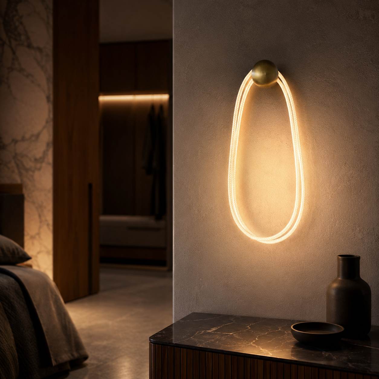 Braided Silicone Rope Wall Light for Modern Rooms | Raynora
