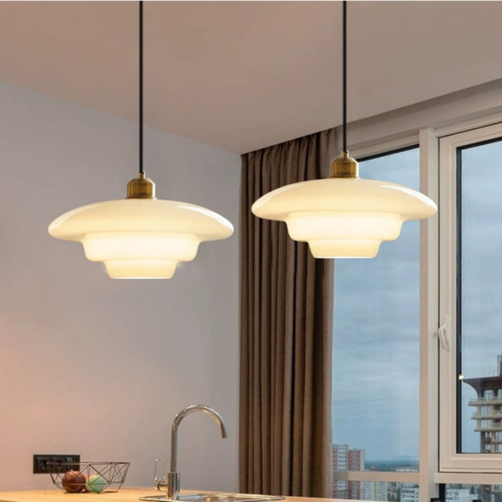 Brass Glass Art Deco Pendant Light Fixture | Lurelle