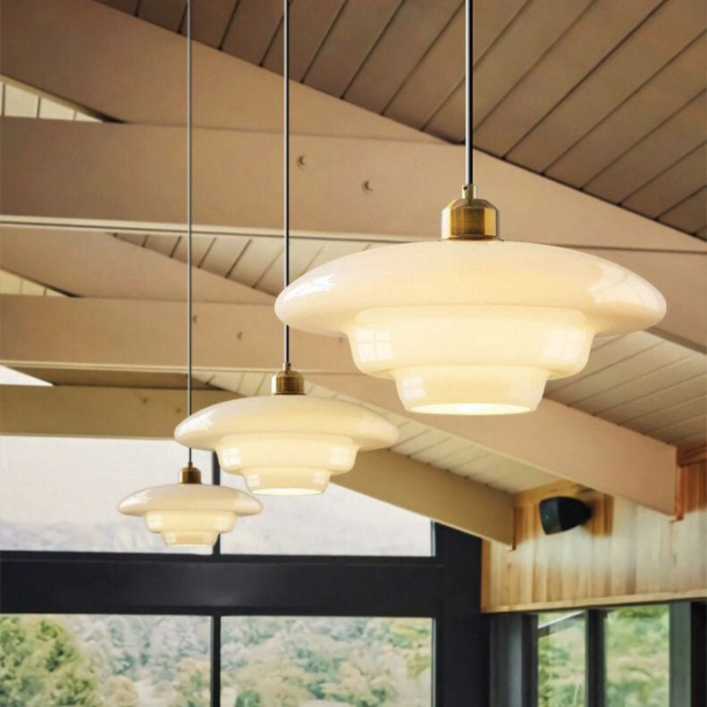 Brass Glass Art Deco Pendant Light Fixture | Lurelle