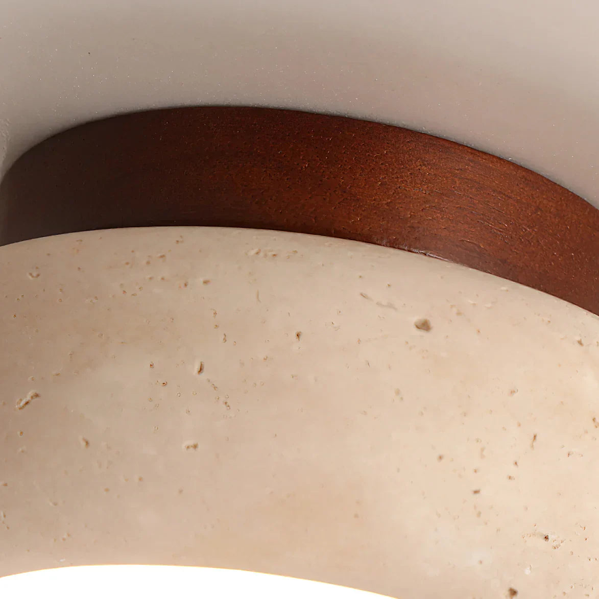 Ceiling Light Travertine Stone Wood Base Modern Interior | Norvin
