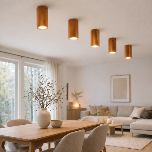 Ceiling Light Wood Cylinder Nordic Design | Arvello