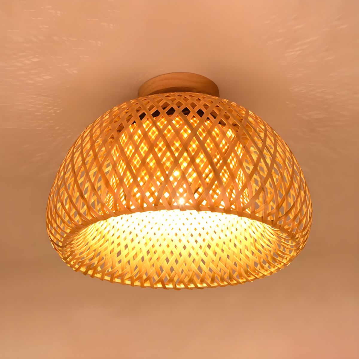 Ceiling Rattan Semi Flush Light in Oriental Style | Lunvex