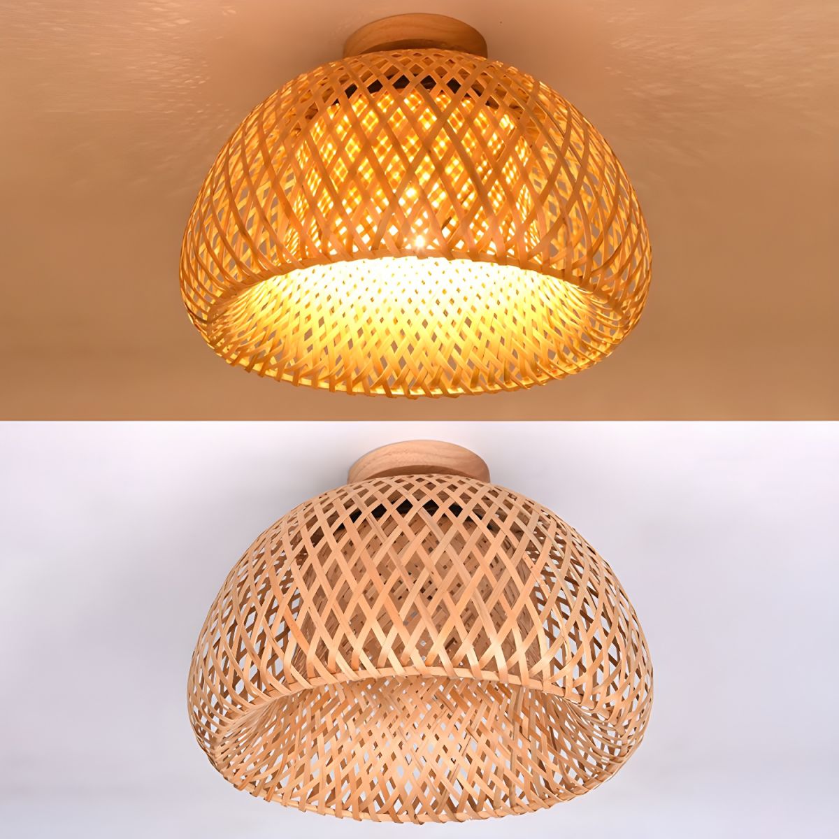 Ceiling Rattan Semi Flush Light in Oriental Style | Lunvex