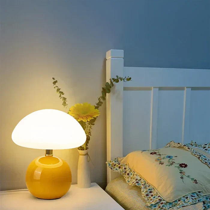 Ceramic Mushroom Style Table Lamp Modern Bauhaus | Novesa