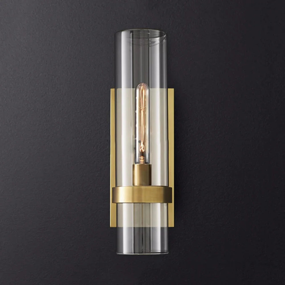 Clear Glass Cylinder Indoor Traditional Wall Light | Lumvoro