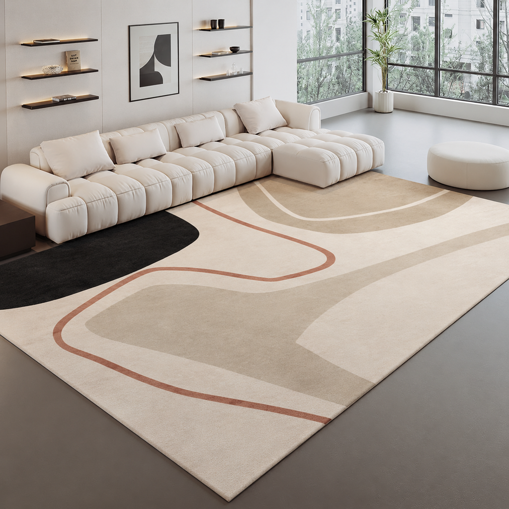 Colour Block Pattern Polyester Scandinavian Rug | Tavrien