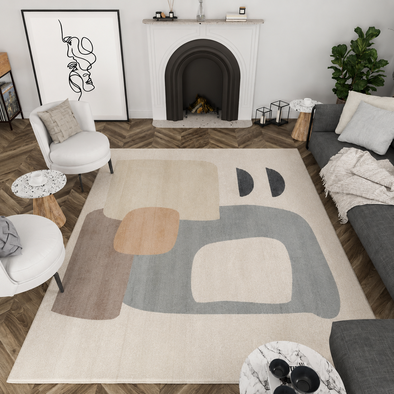 Colour Mix Scandinavian Interior Polyester Rug | Larveno