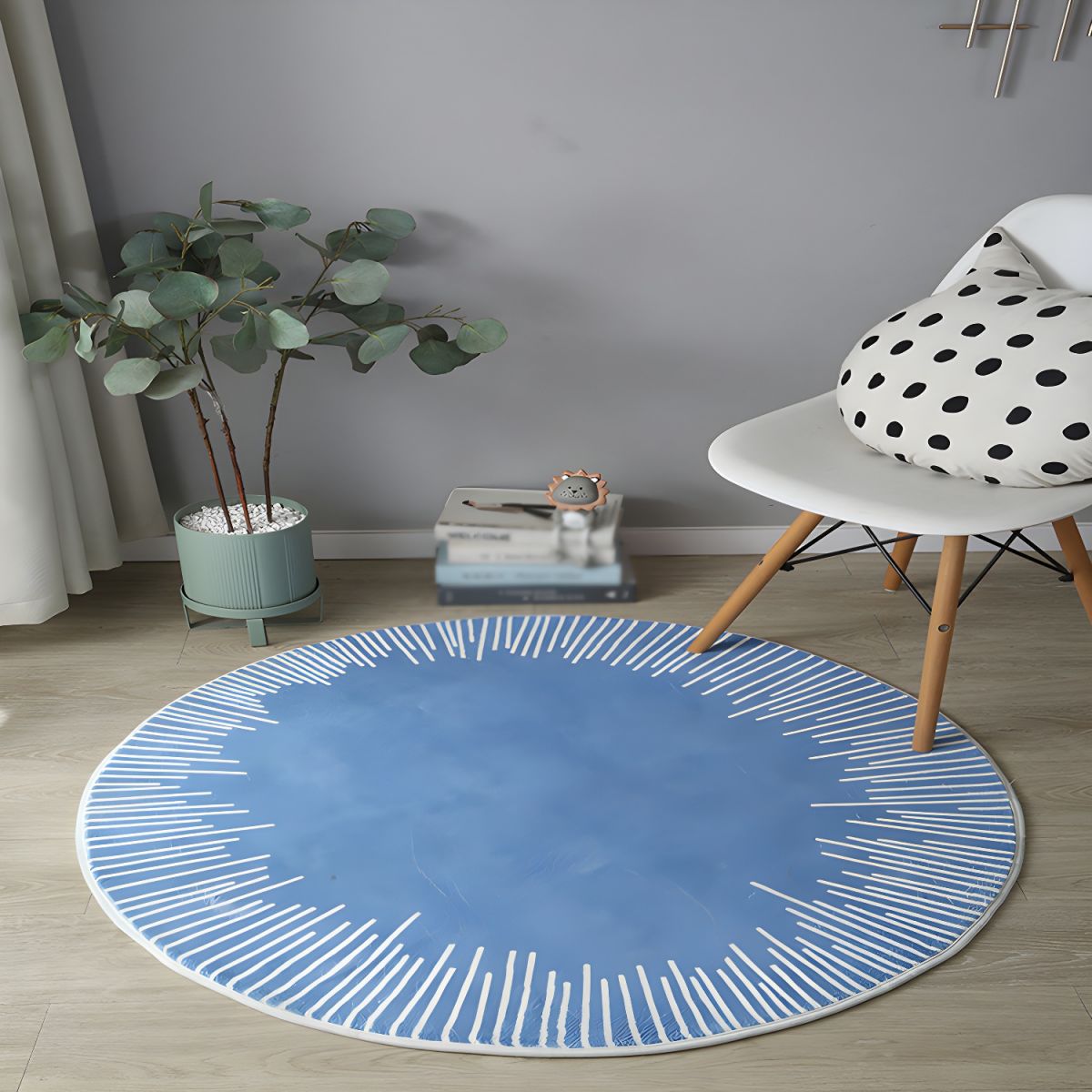 Contemporary Anti Slip Polyester Round Geometric Rug | Brindel