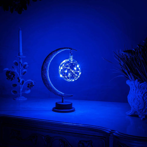 Crescent Moon Table Lamp with LED Globe Design | Auralis