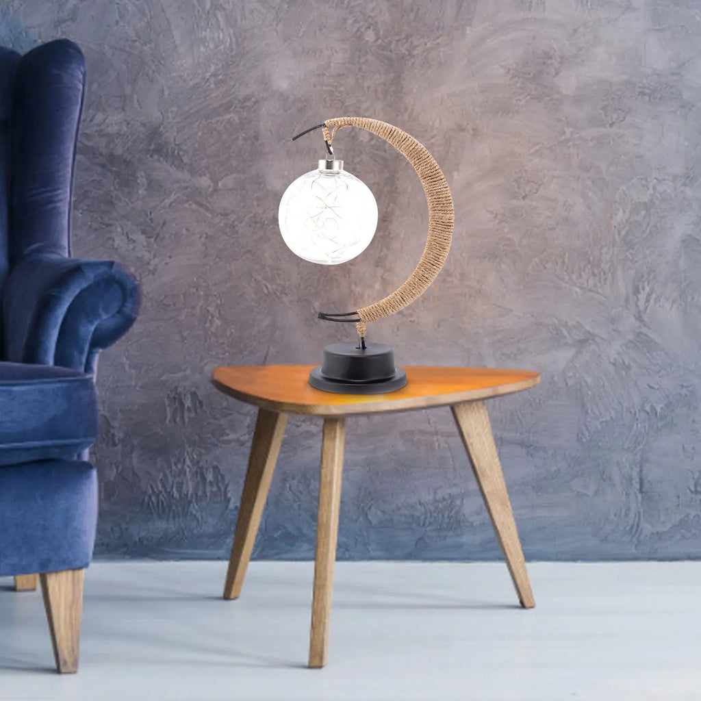 Crescent Moon Table Lamp with LED Globe Design | Auralis