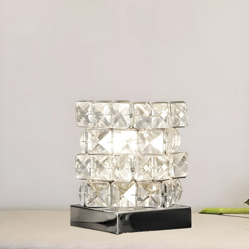 Crystal Cube Table Lamp for Modern Bedroom Accent | Vessar