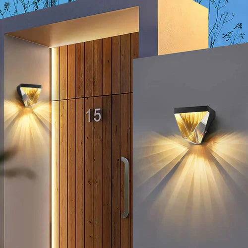 Crystal Diamond Outdoor Wall Light Metal Design | Torvico